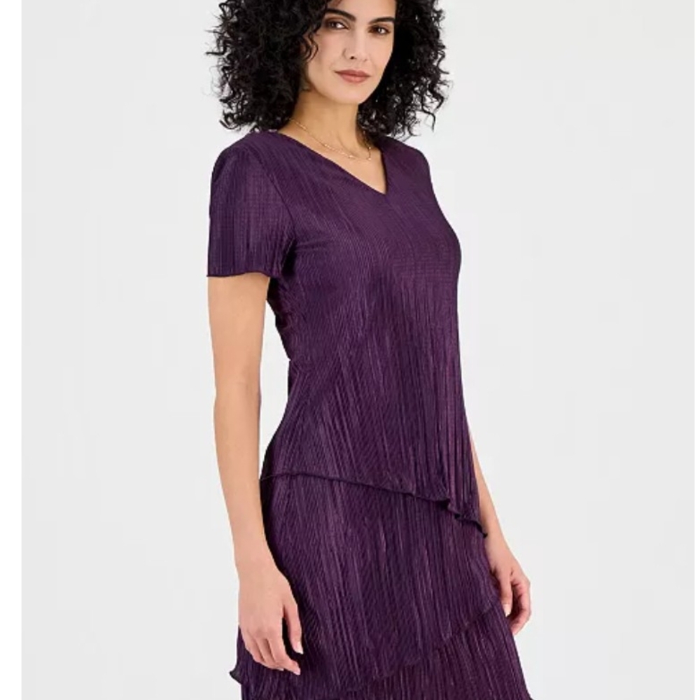 Connected Apparel Deep Purple Midi Dress